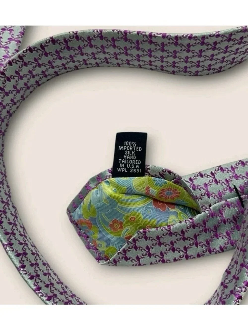 TED BAKER Silk Tie USA Changing Purple Blue Geometric W:3.5